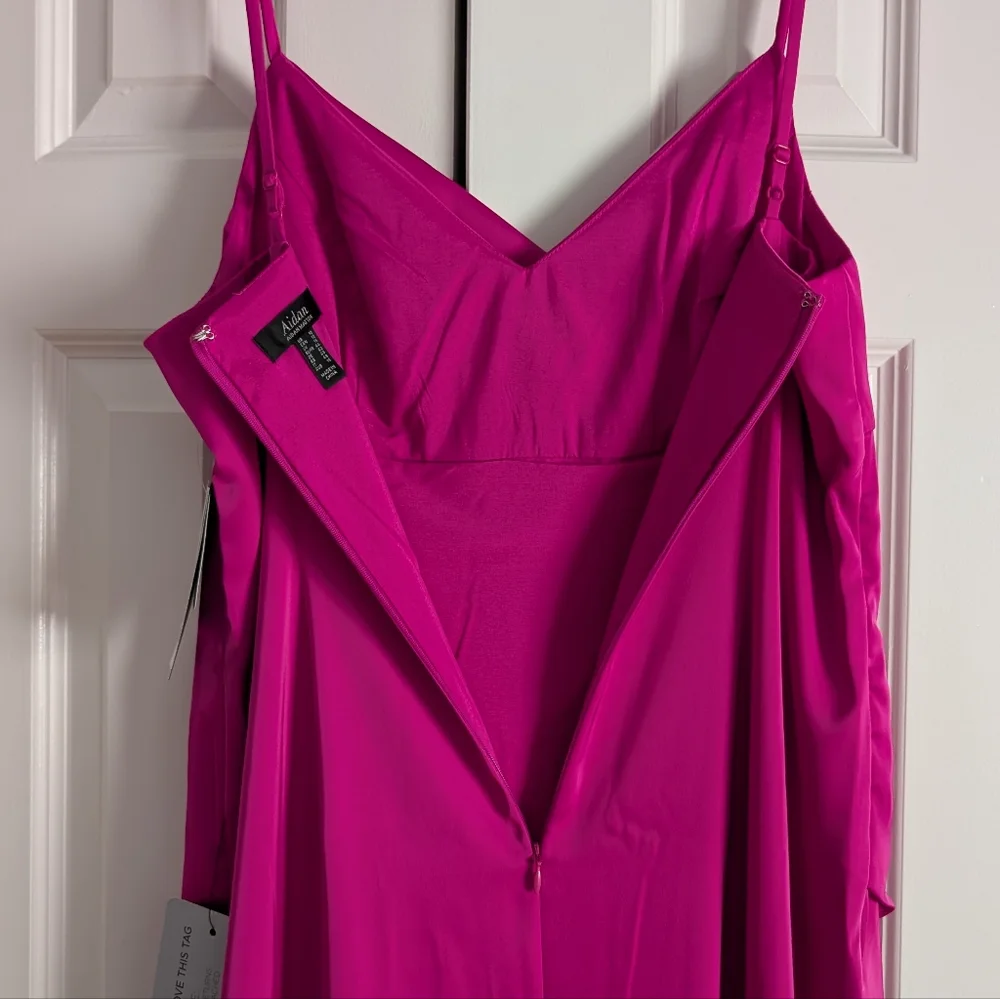 Adrianna Papell Stretch Satin Cowl Neck Long Column Gown - Picture 11 of 12